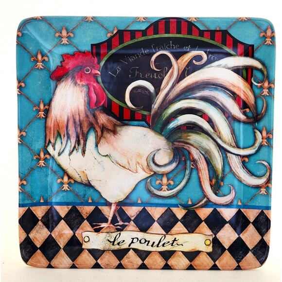 PLATES-SALAD/LUNCH/BUFFET-CERTIFIED INT'L-French Barnyard-Roosters-Colorful - Picture 6 of 13